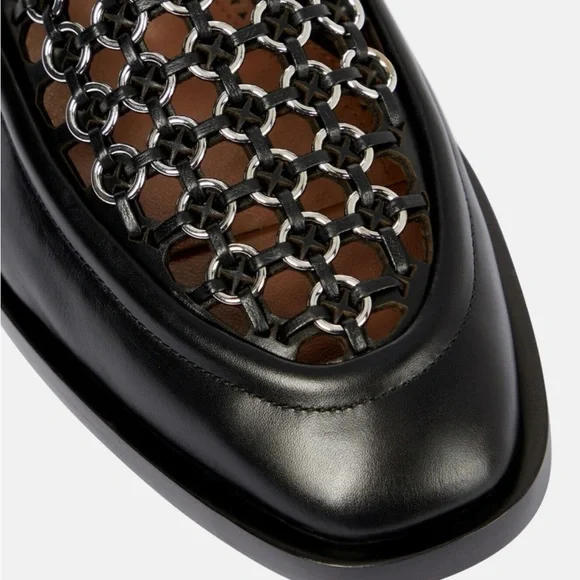 Alaïa Grommet Black Leather Loafers - Picture 2 of 9